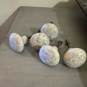 Set of FIVE Vintage Marble drawer pulls